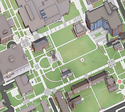 Use our interactive 3D map to locate the University of Tennessee at Chattanooga buildings, 停车场, 活动场所, 餐厅, points of interest, Chattanooga attractions, campus construction, 安全, 可持续性, 技术, 卫生间, student resources, 和更多的. Each indicator provides a description, an image of the asset, departments housed there (if applicable), address, and building number (if applicable).